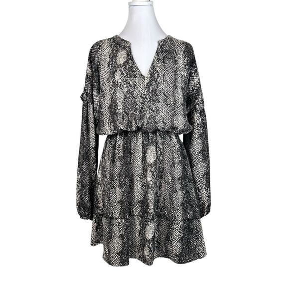 Peach Love Cali Snakeskin Dress Womens Size M Black Gray Stretchy Waist Edgy Fun - Picture 1 of 12